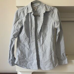 J. Crew Boys Blue and White Striped Button Down